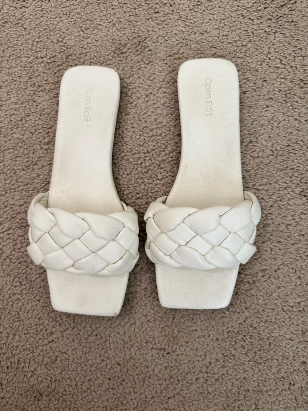 Open Edit White Braided Slide Mules - Women's